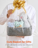 KALLAX Small Woven Basket, 12 x 8 x 4.5 Inches, Storage Basket for Organizing, Cute Small Rope Shelf Closet Cube Storage Bins Baskets for Shelves, Dog Toy Gift Baskets Empty, 3 Pack Mixed Black by TinyTreasures Baby Boutique