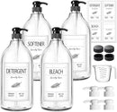 GMISUN Laundry Detergent Soap Dispenser, Liquid Laundry Detergent Dispenser, Container for Farmhouse Room Decor, Organizer for Liquid DetergentSoftenerBleach Storage Bottle(64 Oz Set of 4) by CozyNest Decor