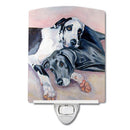 Black and Harlequin Great Dane Ceramic Night Light Compact, UL-Certified, Ideal for Bedroom, Bathroom, Nursery, Hallway, Kitchen, 6x4x3, Multicolor