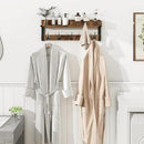 Homode Coat Rack with Shelf, Wall Shelf with Hooks, 26 Inch Long Coat Hanger Wall Mount with Key and Mail Holder, Wood Entryway Shelves for Hanging Hat Jacket Backpack Purse, Rustic Brown Black by CozyNest Decor