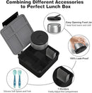 Kids Bento Lunch Box with 8oz Soup Thermo, Water Bottle, Kids Leakproof Lunch Food Containers with 4 Compartment, Insulated Hot Food Jar with Lunch Bag for School, Trvael (Black) by TinyTreasures Baby Boutique