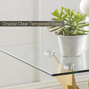 Modern Style Square Side Table with Tempered Glass Top and Metal Tubular Legs, Gold 20”Dx20”Wx22”H by CozyNest Decor