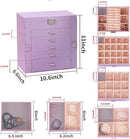 BOOVO Jewelry Box For women, 6 Layer Large Jewelry Organizer With Mirror, Multi-Function Storage Box With Lock, Accessory Holder With 5 Drawers, For Earrings Necklace Ring Bracelet (Purple) by TinyTreasures Baby Boutique