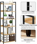 NUMENN Bookshelf, 6 Tier Bookshelves, Home Office Bookcase Shelf Storage Organizer, Free Standing Storage Shelving Unit for Bedroom, Living Room and Home Office, Natural by CozyNest Decor