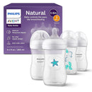 Philips Avent Natural Baby Bottles with Natural Response Nipples (Medium Flow, Flow 3), with Seahorse and Starfish Design, 9oz, 4-Pack, SCY903/68 by TinyTreasures Baby Boutique