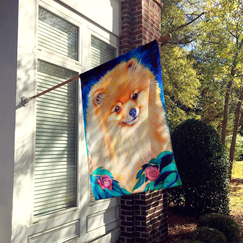 Pomeranian Garden Bud Flag Canvas House Size