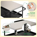 Outdoor Grill Cart Table,Indoor and Outdoor Pizza Oven Table,with 4 Movable Total Lock Casters, Hooks, Side Handle Multifunctional (Stainless Steel Table) by CozyNest Decor