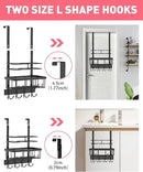 REFLYING Over-the-Door Hairdryer and Styling Tool Organizer, Metal, Black, 3 Compartments, 8 Hooks, 15"H x 10"W x 4.7"D by CozyNest Decor