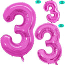 GOER Pink Foil Balloons Number 3,Huge Number Balloons for 3rd 33rd Birthday Party Supplies Anniversary Decorations(3 pcs,42 inch,32 inc,16inch) by TinyTreasures Baby Boutique