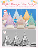 6 Pack Teepee Tent for Kids with Inflatable Airbed, Light, Toddler Tent Children Room Tents, Slumber Party Sleepover Tents, Indoor Outdoor Kids Playtent Playhouse for Girls & Boys by TinyTreasures Baby Boutique