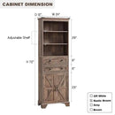 Farmhouse Bathroom Cabinet, 72" Tall Storage Cabinet with 2 Drawers, Adjustable Shelves & Barn Door, Cabinets for Bathroom, Living Room, Kitchen, Rustic Brown by CozyNest Decor