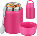 Soup Thermo for Hot Food Kids 16oz Insulated Food Jar Leakproof Thermo Lunch Container for Kids Wide-Mouth Stainless Steel Lunch Box for School with Handle Folding Spoon(3+) by TinyTreasures Baby Boutique