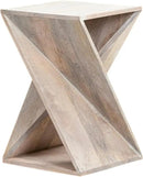 Modern Hand Made One-of-a-Kind Carved Mango Wood End Table, Farmhouse Side Table,Farmhouse End Table,Living Room,Bedroom, Accent Table, Contemporary Architectural Designed Whitewash,Assembled by CozyNest Decor