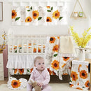 Brandream Nursery Bedding Farmhouse Floral Baby Bedding Yellow White Crib Blanket Set Sunflower Girls Boho Fitted Sheet,6 Piece by TinyTreasures Baby Boutique
