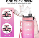 Enerbone Water Bottle, Leakproof BPA & Toxic Free, Motivational Water Bottle with Times to Drink and Straw, Fitness Sports Water Bottle with Strap for Office, Gym, Outdoor Sports