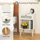 AWASEN White Night Stand, Modern Bedside Table with Glass Storage Drawer and Large Open Shelf, Wood Nightstand Side End Table with Solid Wood Legs for Bedroom, and Small Space, White by CozyNest Decor