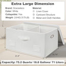 75 Quarts Extra Large Decorative Storage Bins with Lids, 1 Pack White Collapsible Storage Bins with Lids, Stackable Storage Bins Decorative Box Storage With Lid Extra Large by TinyTreasures Baby Boutique