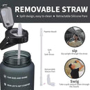 64oz,100oz,128oz Large Motivational Water Bottle with Time Marker, Leakproof & BPA Free Half Gallon Big Water Bottle with Straw Handle Tritan Frosted Water Jug for Gym,Fitness,Outdoor Sports by CozyNest Decor