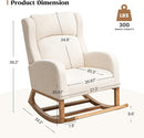 Rocking Chair Nursery, Nursing Rocking Chairs for Mom Nursery, Comfy Wingback Glider Rocking Armchair with Foot Rest and Side Pocket for Nursery Living Room Bedroom, Beige by TinyTreasures Baby Boutique