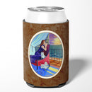 Lady with her Westie Can or Bottle Hugger Cooler Sleeve for Standard 12 oz Cans, Insulated Foam Beer & Soda Can Hugger Reusable