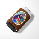 Lady with her Westie Can or Bottle Hugger Cooler Sleeve for Standard 12 oz Cans, Insulated Foam Beer & Soda Can Hugger Reusable