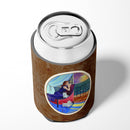 Lady with her Westie Can or Bottle Hugger Cooler Sleeve for Standard 12 oz Cans, Insulated Foam Beer & Soda Can Hugger Reusable