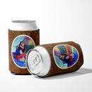 Lady with her Westie Can or Bottle Hugger Cooler Sleeve for Standard 12 oz Cans, Insulated Foam Beer & Soda Can Hugger Reusable