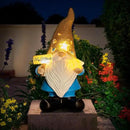Solar Garden Gnomes Decor Outdoor Statue - Gnome Welcome Sign with LED Waterproof Sculptures Lights, Gnome Pond/Yard Statues Outside Decoration, Home, Lawn, Patio, Resin Ornament, Gardening Gift by CozyNest Decor