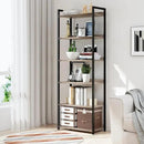 NUMENN Bookshelf, 6 Tier Bookshelves, Home Office Bookcase Shelf Storage Organizer, Free Standing Storage Shelving Unit for Bedroom, Living Room and Home Office, Grey by CozyNest Decor