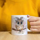 JINYO Coquette Leopard Bow Owl Mug, Cute Owl Coffee Cup, Gifts for Owls Lovers Women, Cute Wild Animal Ceramic Coffee Tea Mug 11 oz by CozyNest Decor