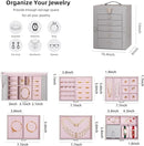 Large Jewelry Box,5-Tier PU Leather Jewelry Organizer with Lock,Multi-functional Storage Case with Mirror,Jewelry Organizer for Bracelets, Earrings, Rings, Necklaces, Mothers Day (GRAY) by TinyTreasures Baby Boutique