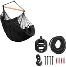LA SIESTA® - Large Comfort Habana Cotton Hammock Chair & CasaMount - Hanging Chair w/Suspension Kit for Walls Ceilings & Square Beams - Indoor Outdoor Swing Hanging Chair Bedroom Balcony - Onyx by GreenHaven Gardens
