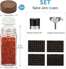 Yangbaga 24Pcs Glass Spice Jars with Labels-4OZ Wood Lid Square Spice Containers with Pepper Grinder Lids &Funnel,Seasoning Jars for Rack Cabinet Drawer by CozyNest Decor