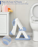 Forbena Boys Potty Training Seat with Step Stool Ladder, Toilet Potty Seat for Baby Boy Toddlers, Kids Chair Stairs with Handles and Soft Cushion (White and Blue) by TinyTreasures Baby Boutique