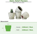 4 Inch Mini Plant Pots, Ceramic Succulent Planter with Drainage Hole and Saucers for Indoor Plants, Small Garden Pots for Succulent, Herb and Flower, Set of 4 by CozyNest Decor