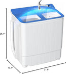 Pataku Portable Washing Machine, Compact Twin Tub Mini Washing Machine, 17.6 LBS Washer and Dryer Combo with Soaking Function, Semi-Automatic for Apartment, Dorms, RVs, Camping (White & Blue) by CozyNest Decor