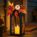 Bdor 2 Pack Fall Lanterns Decor with LED Candle – 16 Inch Harvest Pumpkin Maple Leaf Hanging Lantern for Autumn Thanksgiving Table Centerpiece Indoor Outdoor Decoration, Battery Operated by CozyNest Decor