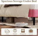 King Size Bed Frame with Headboard, Platform Bed Frame with Velvet Upholstered Button Tufted Headboard, Wood Slats Support, No Box Spring Needed, Mattress Foundation, Easy Assembly, Pink by CozyNest Decor