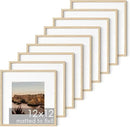 HAUS AND HUES Square Picture Frames 12 x 12 Set of 9 - Photo Gallery Wall Frame Set, Wood 12x12 Frames, 12 x 12 Frames Gallery Wall Set, 12x12 Frame with Mat, Square Frames 12x12 (Beige Oak Frames) by CozyNest Decor