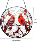 Cardinal Red Bird Suncatcher Stained Glass Suncatchers 7.87 Inch Stained Glass Ornament for Home Decor Indoor Wall Art for Christmas Day Valentine's Day Mother's Day Women by GreenHaven Gardens