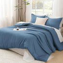 Litanika Comforters Queen Size Ocean Blue, 3 Pieces Lightweight Solid Bedding Set & Collections, All Season Fluffy Bed Set (90x90 Inches Comforter & 2 Pillowcases) by CozyNest Decor