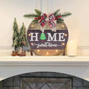 Interchangeable Seasonal Welcome Sign Front Door Decoration with 4 Seasonal Wreaths and LED Light, Rustic Round Wood Wreaths Wall Hanging Outdoor, Farmhouse Front Door Decoration Home Décor by CozyNest Decor