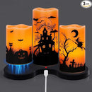 Wondise Halloween Rechargable Flickering Flameless Candles with 6H Timer, Battery Operated LED Real Wax Candles with Charging Base Set of 3 Halloween Home Decoration Gifts(3 x 4 5 6 Inch) by CozyNest Decor
