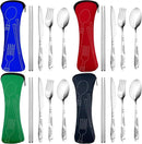 20PCS Premium Travel Utensils With Case, Stainless Steel Reusable Portable Utensils Set With Case, Lengnoyp Travel Silverware Set With Case for Lunch Box Camping, Silver by CozyNest Decor