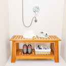 NNN 24" Commercial Teak Shower Bench - 8 Non-Slip Leveling Feet & 350 lbs Capacity | Rock-Solid Stability for Seniors & Spa Safety | Waterproof Design for Saunas/Outdoor Pools (Patented) by TinyTreasures Baby Boutique