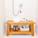 NNN 36" Commercial Teak Shower Bench - 8 Non-Slip Leveling Feet & 350 lbs Capacity | Rock-Solid Stability for Seniors & Spa Safety | Waterproof Design for Saunas/Outdoor Pools (Patented) by TinyTreasures Baby Boutique