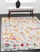 Unique Loom Rosso Collection Vintage, Geometric, Bohemian, Traditional, Distressed, Southwestern Area Rug, 5' 0" x 8' 0", Multi/Ivory by CozyNest Decor