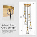 5-Light Raindrop Pendant Light Fixtures, Brass Glass Pendant Lighting, Teardrops Modern Hanging Light for Entryway Foyer Kitchen Island Dining Living Room Hallway by CozyNest Decor