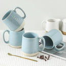 Hasense Ceramic Coffee Mugs Set of 4, 15 Oz Coffee Cup with Handle for Women and Men, Modern Large Latte Mugs for Cappuccino, Tea, Cocoa, Microwave Dishwasher Safe, Mother's Day Gifts, Light Blue by CozyNest Decor