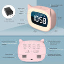 Kids Alarm Clock with Night Light & 18 Ringtones,Rechargeable,Cute Cat Ear Clock for Boys Girls Birthday Presents,Digital Clock for Children's Bedroom(Pink) by TinyTreasures Baby Boutique